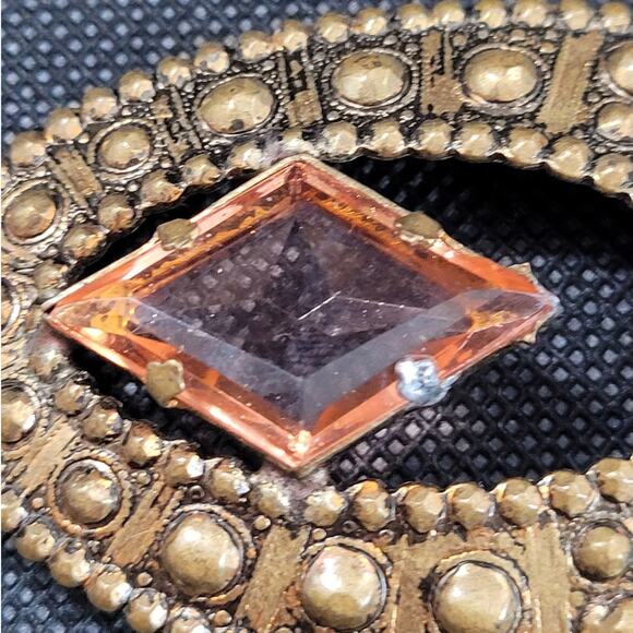 Vintage Art Deco Marquise Glass & Gold‎ Belt Buckle – Retro Accessory Find main image 5